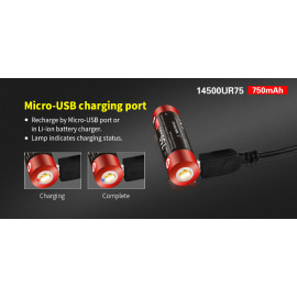 Baterija litij-ion 14500 AA 3,7V 750mAh Klarus USB