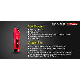 Baterija litij-ion 18650 3,6V 3100mAh PCB Klarus
