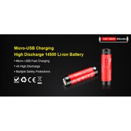 Baterija litij-ion 14500 AA 3,7V 800mAh Klarus USB