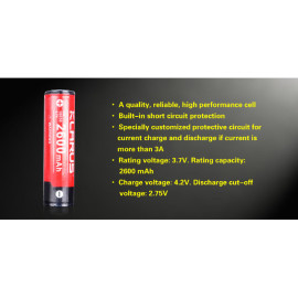 Baterija litij-ion 18650 3,7V 2600mAh PCB Klarus