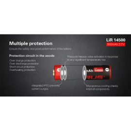 Baterija litij-ion 14500 AA 3,7V 800mAh PCB Klarus