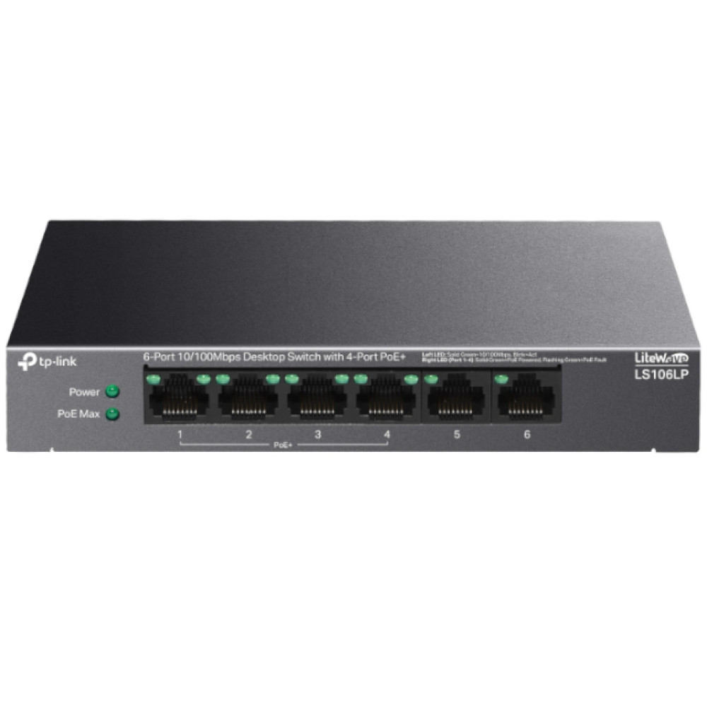 Switch 6-port 10/100M + 4 PoE+ 41W LS106LP