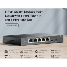 Switch 5-port 10/100/1000M + 4 PoE+ 66W SG1005P-PD