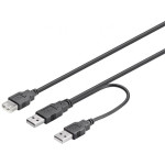Kabel USB 2.0 A 2xmuški / USB A ženski 0,3m- - - -