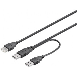 Kabel USB 2.0 A 2xmuški / USB A ženski 0,3m- - - -
