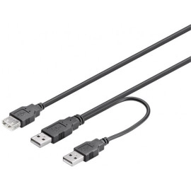 Kabel USB 2.0 A 2xmuški / USB A ženski 0,3m- - - -
