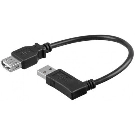 Kabel USB 2.0 A muški 90°D. / USB A ženski 0,15m