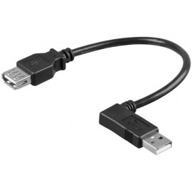 Kabel USB 2.0 A muški 90°L. / USB A ženski 0,15m
