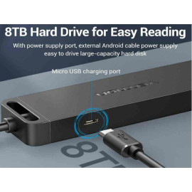 Hub USB-C i USB 3.0 muški na 4xUSB3.0; USB micro-B