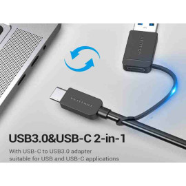 Hub USB-C i USB 3.0 muški na 4xUSB3.0; USB micro-B