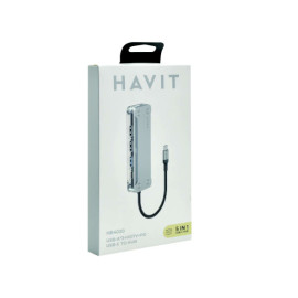 Hub USB-C muški na 3xUSB+USB-C PD 100W+HDMI HB4020