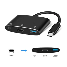 Adapter USB-C 3.1 M na HDMI ženski+USB 3.0 ženski