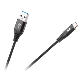 Kabel USB 2.0 A muški / USB-C; 2m; pleteni; crni