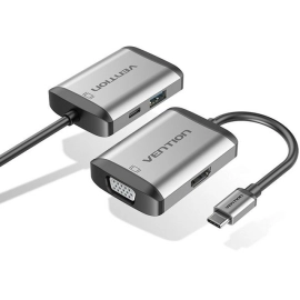 Hub USB-C muški na USB3.0+HDMI+VGA+PD USB-C