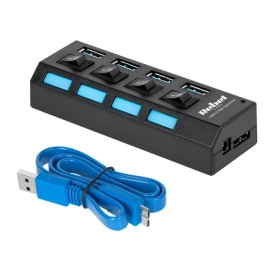 Hub USB 3.0 4-port s prekidačima; crni
