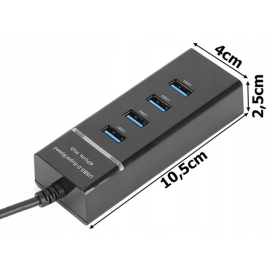 Hub USB 3.0 4-port; crni