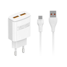 Pretvarač 230VAC / 2xUSB 2,4A + kabel USB-C 1m