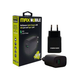 Pretvarač 230VAC / 1xUSB i 1xUSB-C 3A 20W PDQC 3.0