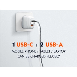 Pretvarač 230VAC / 2xUSB+USB-C 65W PDQC3 + USB-C