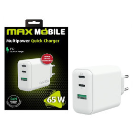 Pretvarač 230VAC / 2xUSB-C, 1XUSB-A 3A GaN PD 65W 