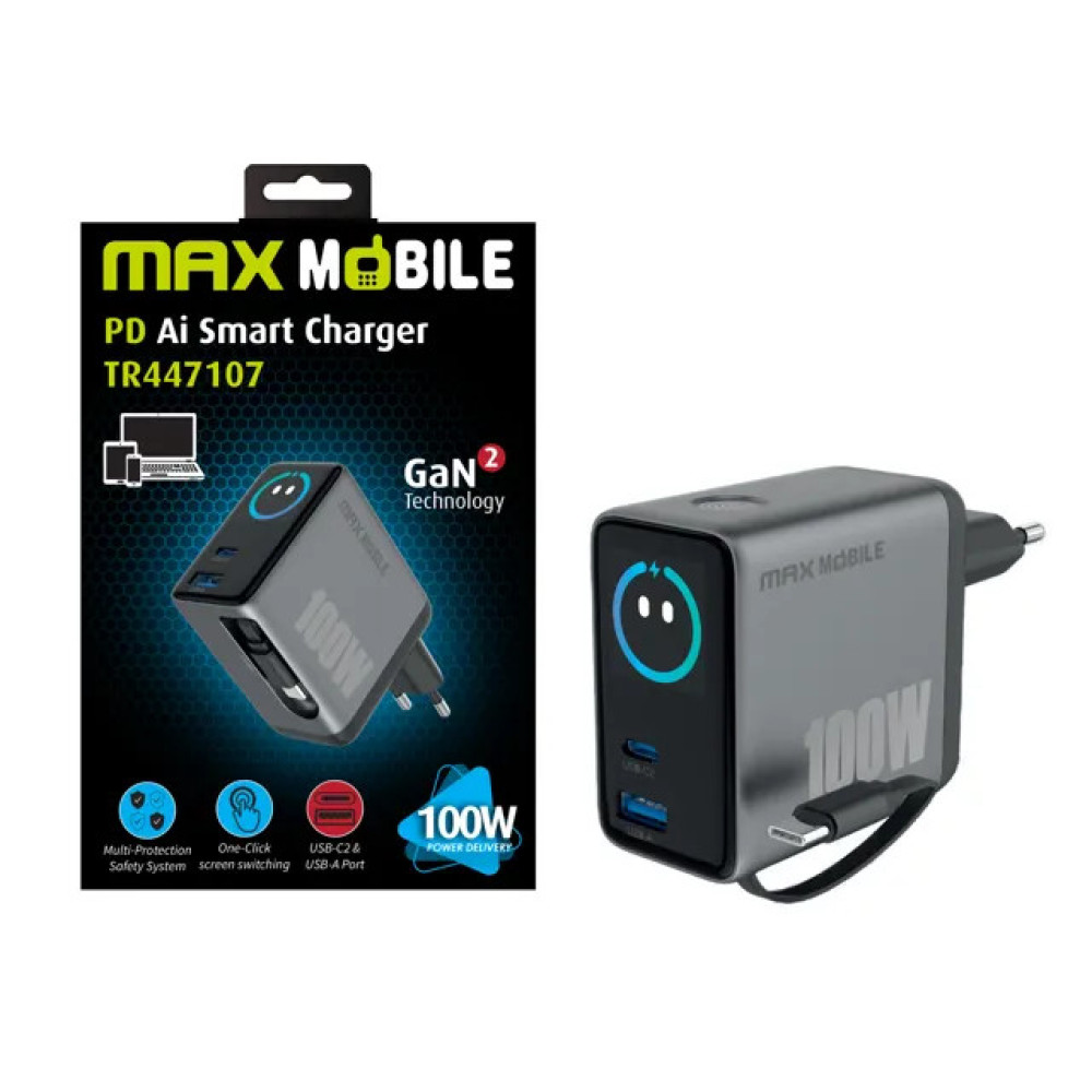 Pretvarač 230VAC / 1xUSB-C 1xUSB GaN2 PD Ai 100W 