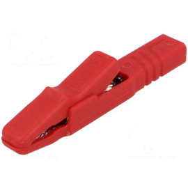 Krokodilka izolirana crvena 4mm 25A 60VDC Hirschm.