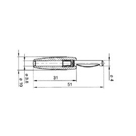 Utikač banana 4mm 30A crni za lemljenje Hirschmann