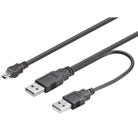 Kabel USB 2.0 A 2x muški / Mini-B 5pin; 1,8m
