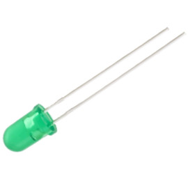 LED 5mm zelena 3,7mcd 50° 2V 2mA 565nm 