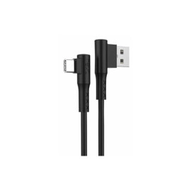 Kabel USB-A muški / USB-C muški kutni crni 1m
